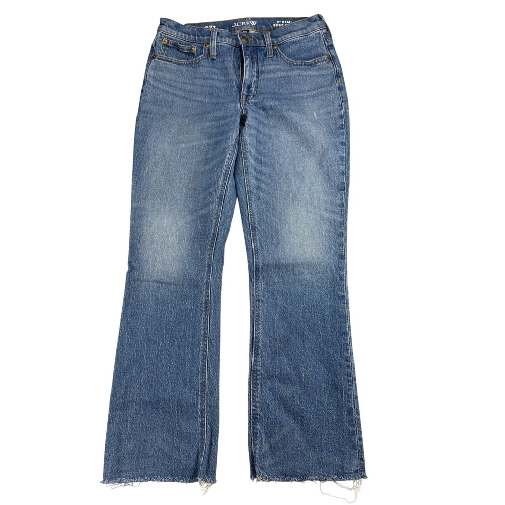 J.Crew Demi-Boot Crop Jeans Blue Raw Hem High Rise Denim Size 28 Streetwear